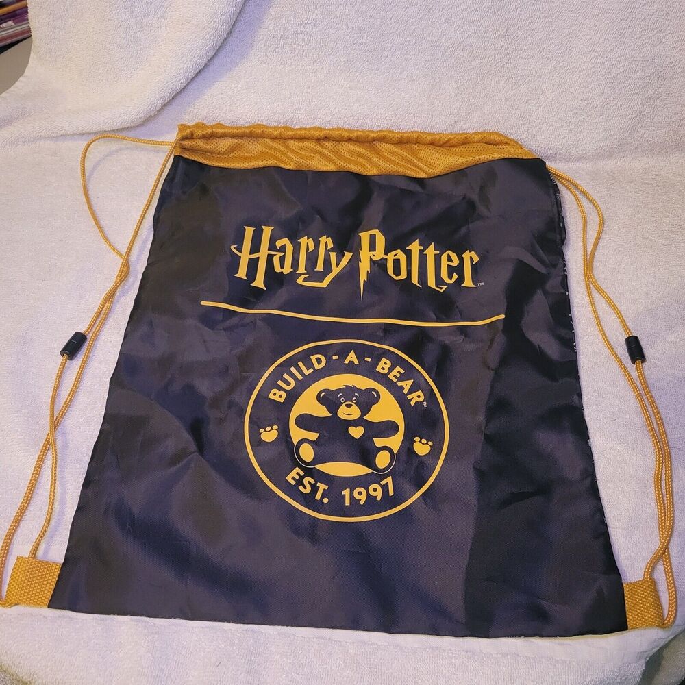 Build A Bear Accessory Harry Potter Bear Carrier Tote Bag Backpack Black Yellow